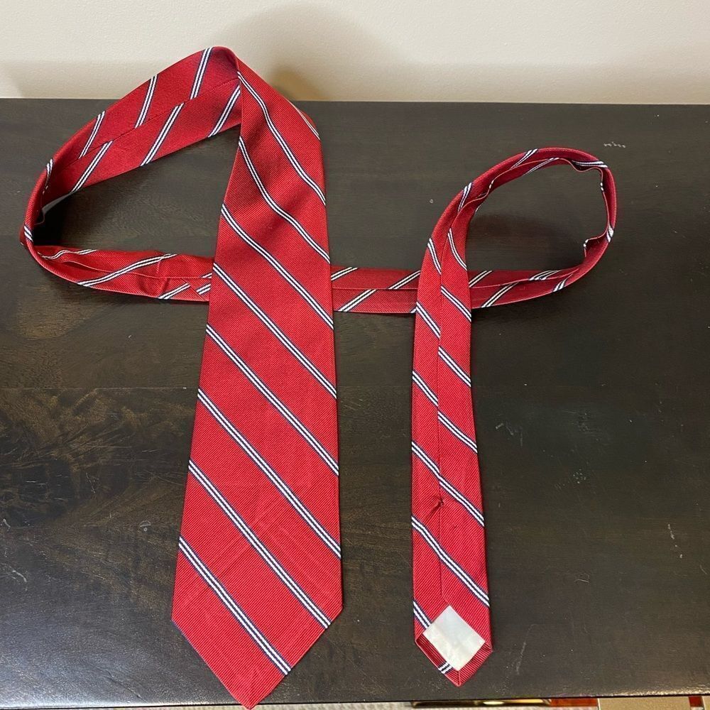 Brooks Brothers silk red with white and black striped tie